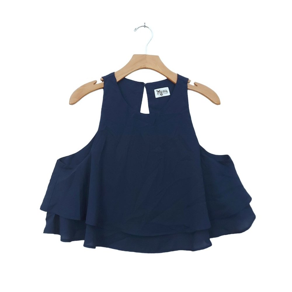 Show Me Your Mumu Top Blouse Womens XL Navy Sleeveless Lined Bohemian Coquette